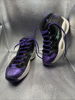 Reebok Black & Purple High-Top Athletic Shoes with Teal Accents